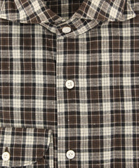 Finamore Napoli Brown Plaid Shirt - Extra Slim - (2018030222) - Parent