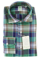 Finamore Napoli Green Plaid Shirt - Extra Slim - 15/38 - (FN830177)