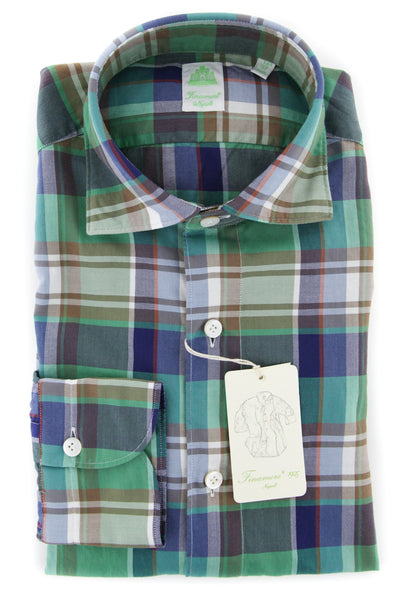 Finamore Napoli Green Plaid Shirt - Extra Slim - (FN830177) - Parent