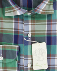Finamore Napoli Green Plaid Shirt - Extra Slim - (FN830177) - Parent
