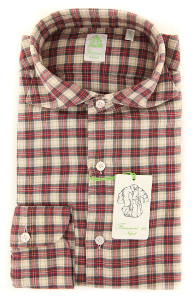 Finamore Napoli Beige Plaid Shirt - Extra Slim - (2018030211) - Parent