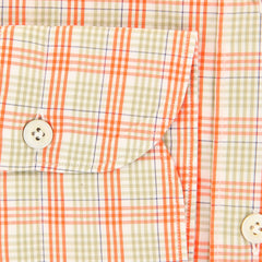 Finamore Napoli Orange Plaid Cotton Shirt - Extra Slim - (IS) - Parent