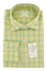 Finamore Napoli Green Plaid Cotton Shirt - Extra Slim - 15.75/40 - (ZB)