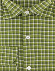 Finamore Napoli Green Plaid Flannel Shirt - Extra Slim - (YE) - Parent