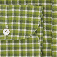 Finamore Napoli Green Plaid Flannel Shirt - Extra Slim - (YE) - Parent
