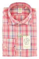 Finamore Napoli Pink Plaid Cotton Shirt - Extra Slim - 15/38 - (IQ)