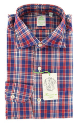 Finamore Napoli Blue Plaid Cotton Shirt - Extra Slim - (I3) - Parent