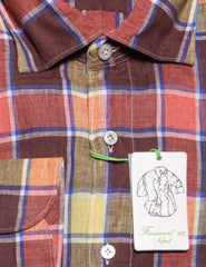Finamore Napoli Multi-Colored Check Linen Shirt - Extra Slim - (1500) - Parent