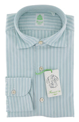 Finamore Napoli Light Blue Striped Cotton Shirt - Extra Slim 15/38 (PI)