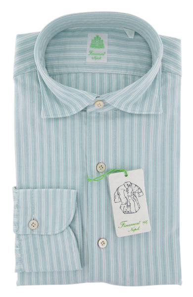 Finamore Napoli Light Blue Striped Cotton Shirt - Extra Slim (PI) - Parent