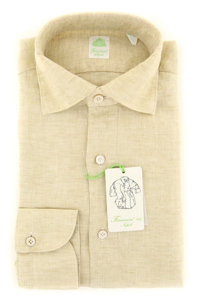 Finamore Napoli Beige Solid Shirt - Extra Slim - (2018022832) - Parent