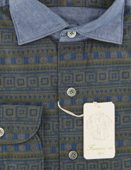 Finamore Napoli Blue Fancy Denim Shirt - Extra Slim - (UD) - Parent