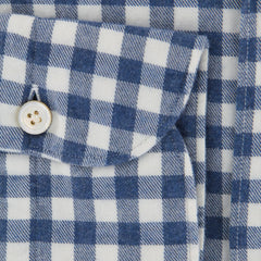 Finamore Napoli Blue Check Flannel Shirt - Extra Slim - (O7) - Parent