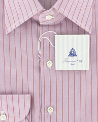Finamore Napoli Pink White, Orange Striped Shirt - Slim Fit - 15.5/39