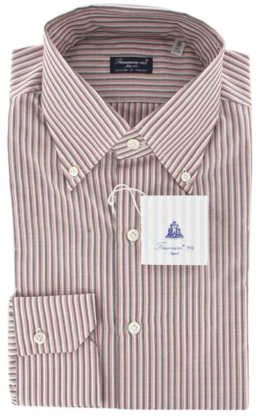 Finamore Napoli Pink Cotton Plain Weave Shirt 16/41