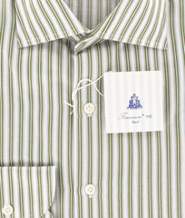 Finamore Napoli Green Cotton Twill Shirt - Slim Fit - 15.75/40