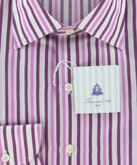 Finamore Napoli Pink Cotton Twill Shirt - Slim Fit - 15.75/40