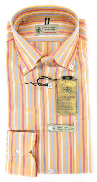 Luigi Borrelli Orange Striped Shirt - Extra Slim - (GB4308) - Parent