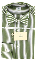 Luigi Borrelli Green Striped Cotton Shirt - Extra Slim - 15.75/40 (GB5811)