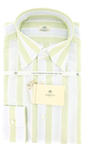 Luigi Borrelli Green Striped Shirt - Slim - (GB5841) - Parent
