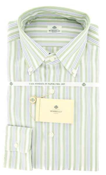 Luigi Borrelli Green Striped Shirt - Extra Slim - (GB5865) - Parent