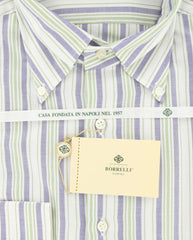 Luigi Borrelli Green Striped Cotton Shirt - Slim - (GB5930) - Parent