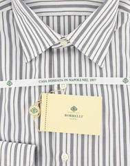 Luigi Borrelli Gray Brown White Striped Cotton Plain Weave Shirt  17/43