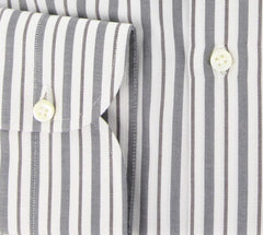 Luigi Borrelli Gray Brown White Striped Cotton Plain Weave Shirt  17/43
