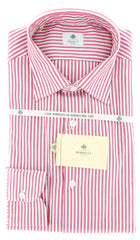 Luigi Borrelli Pink and Burgundy Striped Shirt 17/43