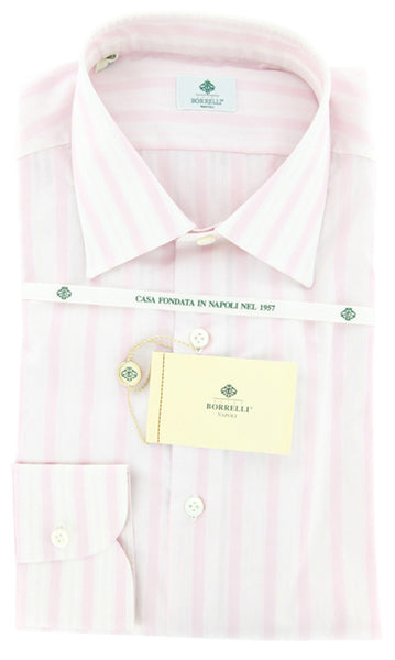 Luigi Borrelli Pink Striped Cotton Shirt - Extra Slim - (GB6142) - Parent