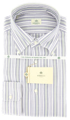 Luigi Borrelli Blue Striped Shirt - Slim - 15/38 - (GB6855)