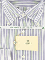 Luigi Borrelli Blue Striped Shirt - Slim - (GB6855) - Parent