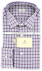 Luigi Borrelli Purple Plaid Cotton Shirt - Extra Slim - 17.5/44 - (GB7221)