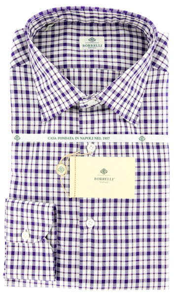 Luigi Borrelli Purple Plaid Cotton Shirt - Extra Slim - (GB7221) - Parent