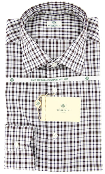 Luigi Borrelli Brown Plaid Cotton Shirt - Extra Slim - (GB7482) - Parent