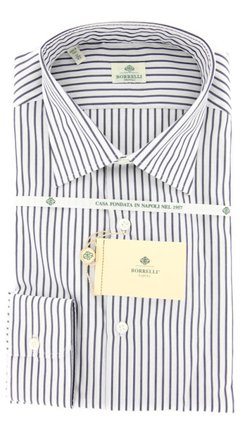 Borrelli Gray Striped Shirt - Extra Slim - 17/43 - (EV5201LEONARDO)