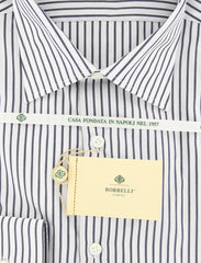 Borrelli Gray Striped Shirt - Extra Slim - 17/43 - (EV5201LEONARDO)