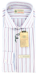 Luigi Borrelli Purple Striped Shirt - Extra Slim - 15/38 - (GB8311)