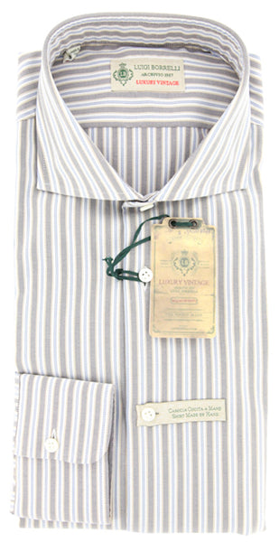 Luigi Borrelli Beige Striped Cotton Shirt - Extra Slim - (GB8381) - Parent