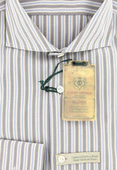 Luigi Borrelli Beige Striped Cotton Shirt - Extra Slim - (GB8381) - Parent