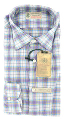 Luigi Borrelli Purple Plaid Cotton Shirt - Extra Slim - 15/38 - (GB8595)