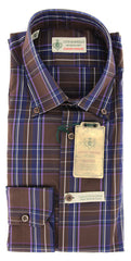 Borrelli Brown Plaid Shirt - Extra Slim - 15.75/40 - (EV962STEFANO)