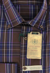 Borrelli Brown Plaid Shirt - Extra Slim - 15.75/40 - (EV962STEFANO)