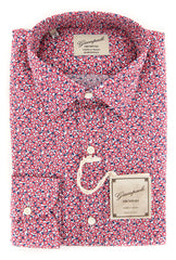 Giampaolo Red Floral Shirt - Extra Slim - 15/38 - (GP61817694AL10STPT1)