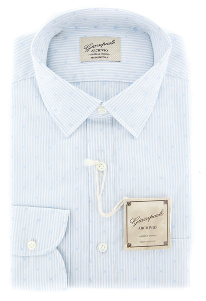 Giampaolo Light Blue Striped Shirt - Extra Slim - (GP61821257AL10STPT1) - Parent