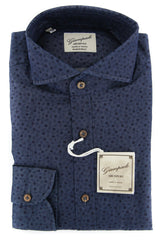 Giampaolo Navy Blue Paisley Shirt - Extra Slim - 15.5/39 -(GP618215371FELCPT1)