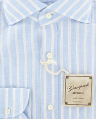 Giampaolo Light Blue Striped Shirt - Extra Slim - (GP61825817ETTPT1) - Parent