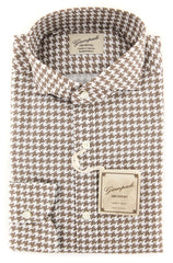 Giampaolo Brown Houndstooth Shirt - Extra Slim - 15.5/39 - (GP61827561FELIPT1)