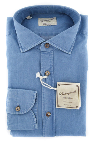 Giampaolo Blue Chambray Shirt - Extra Slim - (GP618517972FA24STPT1) - Parent