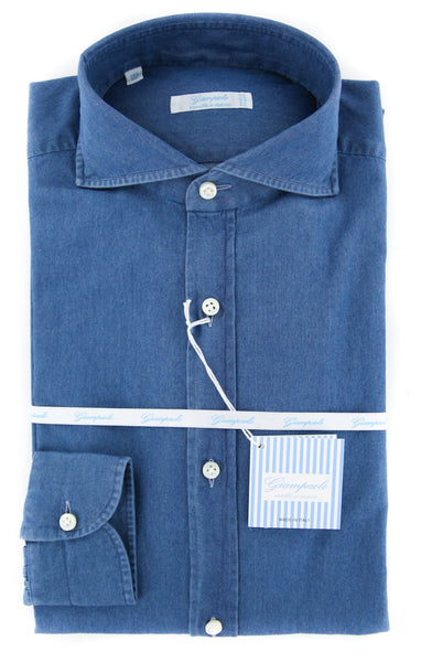 Giampaolo Blue Chambray Shirt - Extra Slim - (GP618TS51797NA35PT1) - Parent